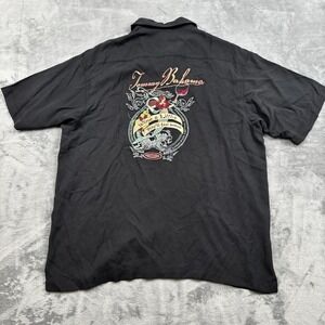 Tommy Bahama Silk Shirt Wine A Little You'll Feel Better Embroidered Black XL